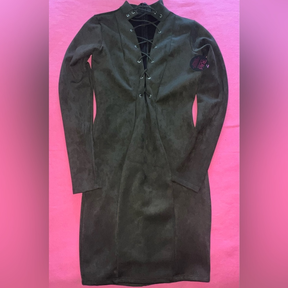 Hot Miami Styles, Olive green long sleeve dress, size M, new